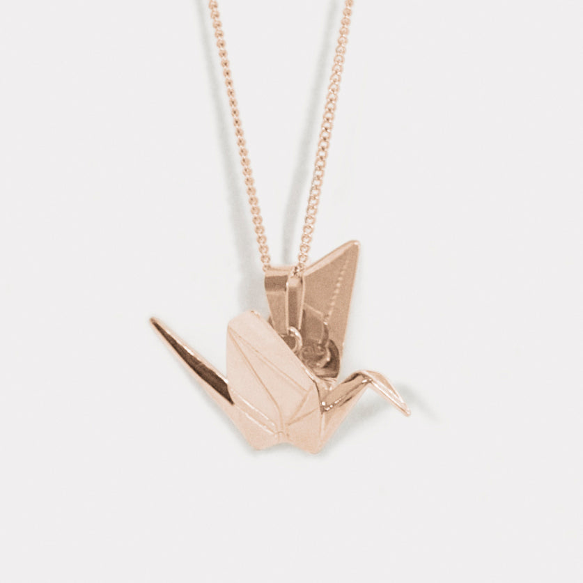 Tsuru Crane Pendant Rose gold plated J Mikoto J Mikoto
