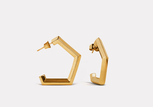 Gokaku disrupted pentagonal hoop earrings