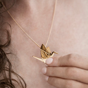 Tsuru Crane Pendant (Gold plated)