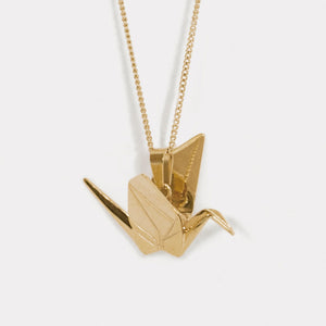 Tsuru Crane Pendant (Gold plated)