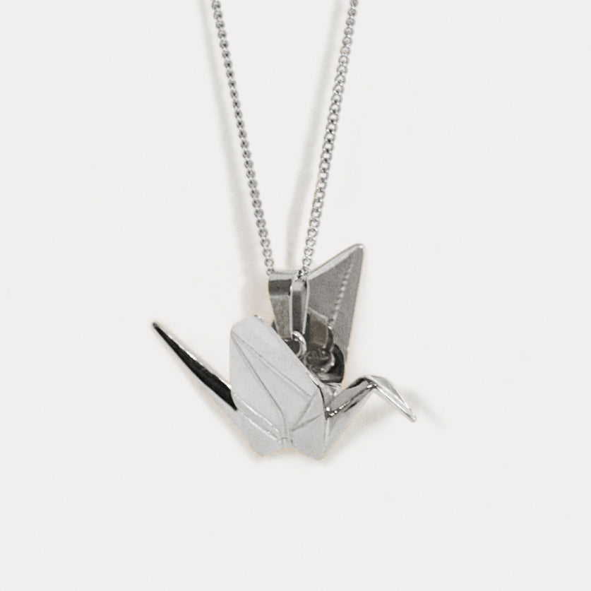 Tsuru Crane Pendant (Stainless steel)